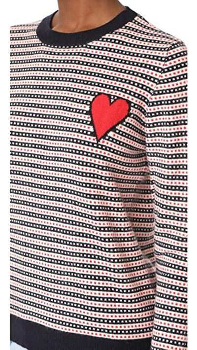 Shop Chinti & Parker Heart Sweater In Navy/cream/cherry