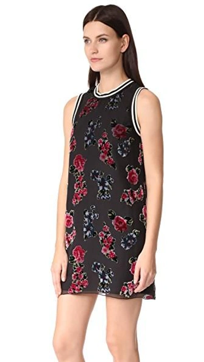 Shop Anna Sui Rose Shift Dress In Black Multi