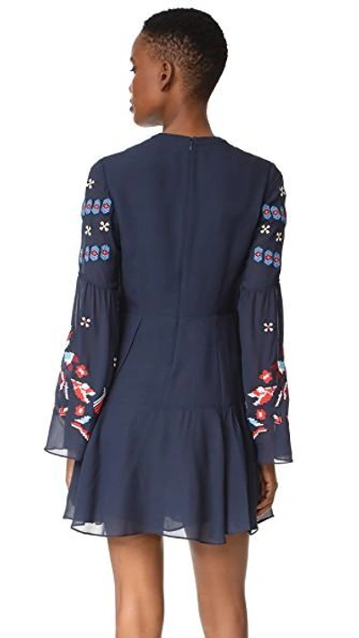 Shop Tanya Taylor Cross Stitched Izzy Dress In Navy