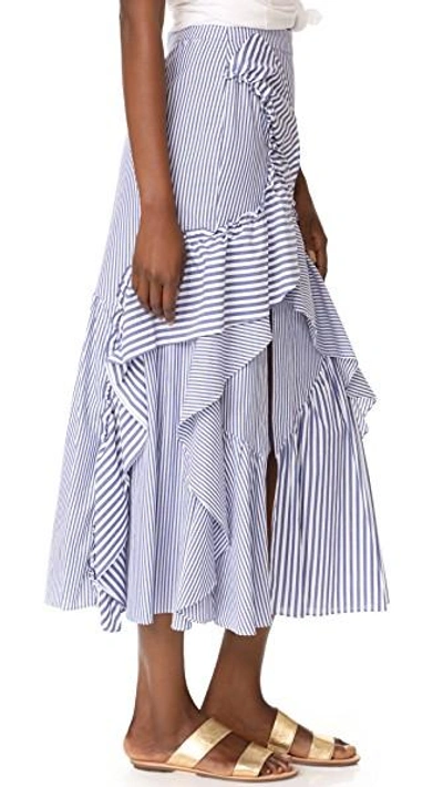 Shop Tanya Taylor Menswear Stripe Jules Skirt In Blue/white