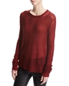 HELMUT LANG STITCH STRIPE SHEER PULLOVER SWEATER, RUBY,PROD128640062