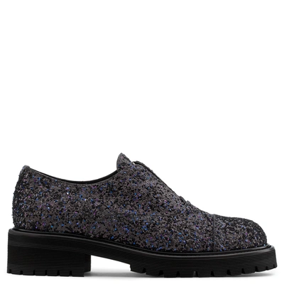 Giuseppe Zanotti - Black Fabric Shoe With Glitter Angelica In Multicolor