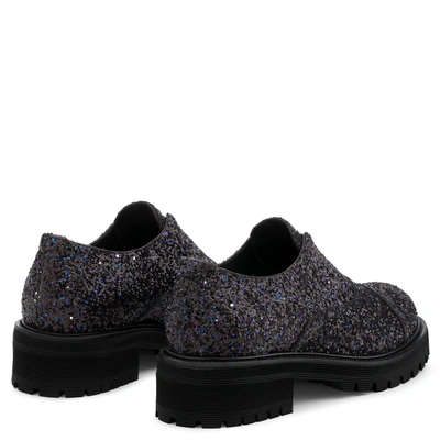 Shop Giuseppe Zanotti - Black Fabric Shoe With Glitter Angelica In Multicolor