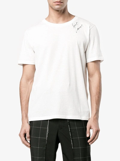 Shop Saint Laurent Signature Logo T-shirt In White