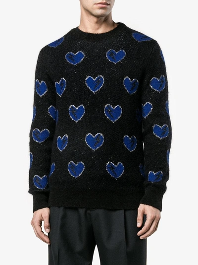 Shop Saint Laurent Mohair Hearts Sweater In Black
