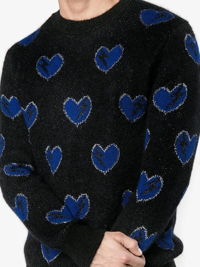 Shop Saint Laurent Mohair Hearts Sweater In Black