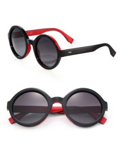 Fendi 51mm Round Optyl Sunglasses In Black Fucshia