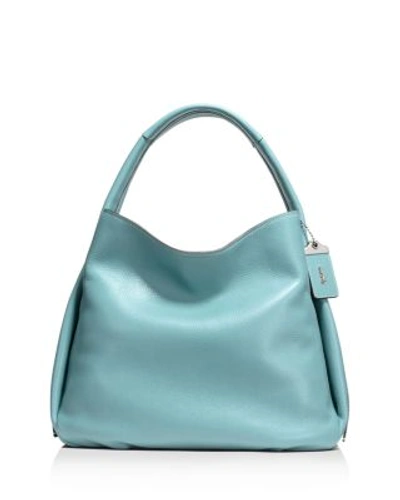 Coach Bandit Hobo In Natural Pebble Leather In Steel Blue/silver