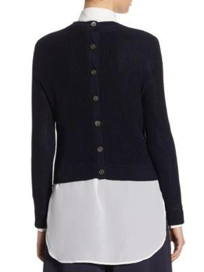 Shop Polo Ralph Lauren Button-back Cotton Sweater In Admiral Navy