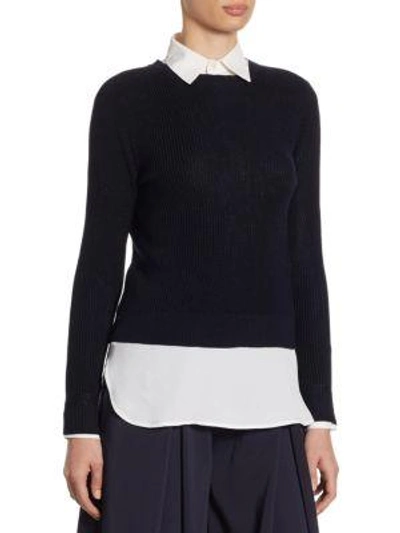 Shop Polo Ralph Lauren Button-back Cotton Sweater In Admiral Navy
