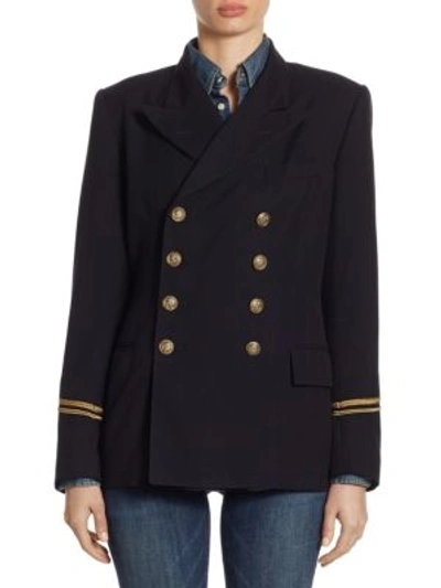 Polo Ralph Lauren Double-breasted Military Jacket In Blue