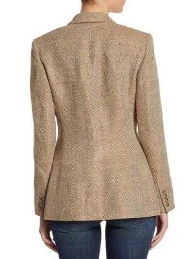 Shop Polo Ralph Lauren Herringbone Textured Blazer In Brown Herringbone