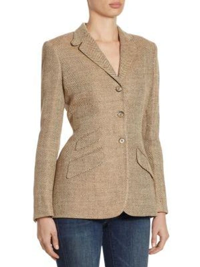 Shop Polo Ralph Lauren Herringbone Textured Blazer In Brown Herringbone