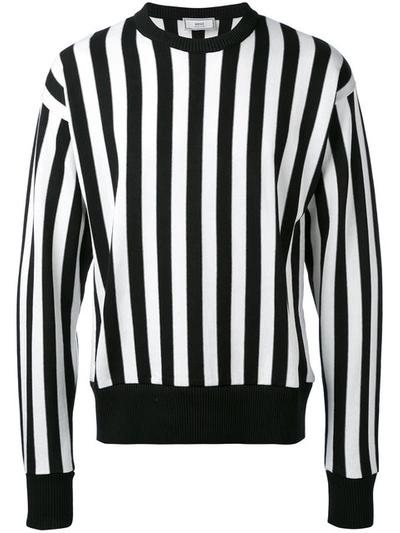 Shop Ami Alexandre Mattiussi Crewneck Striped Sweater In Black