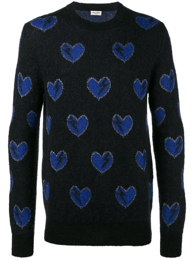 Saint Laurent Black Heart And Lightning Bolt Jumper