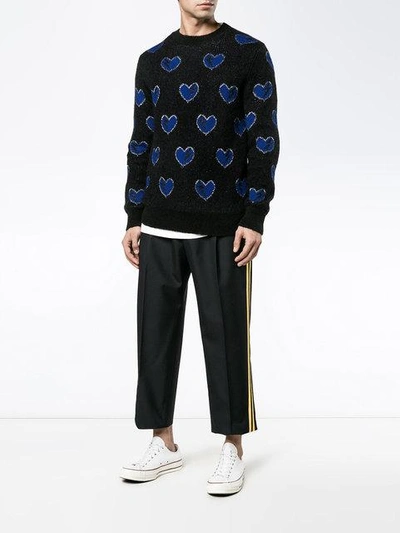 Shop Saint Laurent Hearts Sweater - Black