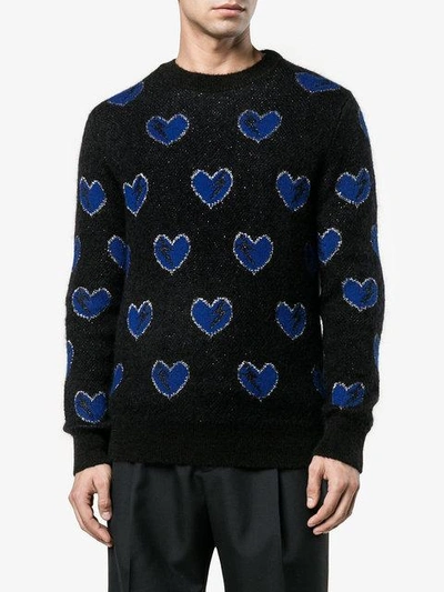 Shop Saint Laurent Hearts Sweater - Black