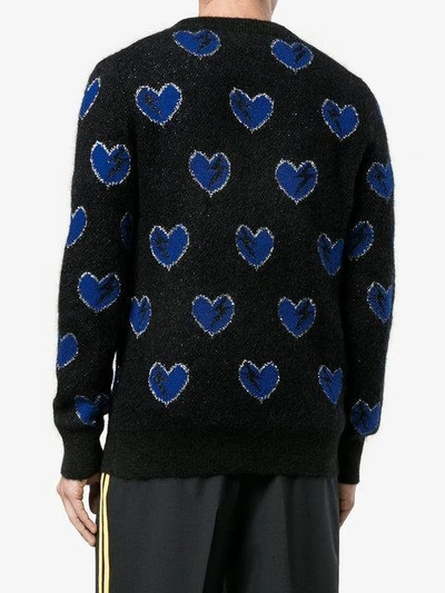 Saint Laurent Black Heart And Lightning Bolt Sweater | ModeSens