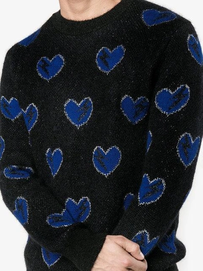 Shop Saint Laurent Hearts Sweater - Black