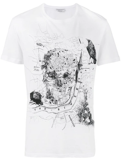 Alexander Mcqueen London Map Skull印花t恤 In White