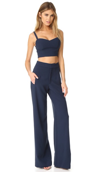 blue two piece jumpsuit