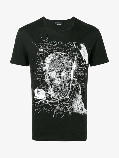 Shop Alexander Mcqueen Black London Map Skull T Shirt