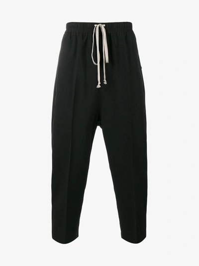 Shop Rick Owens Cropped Drop Crotch Tailored Trousers In Black