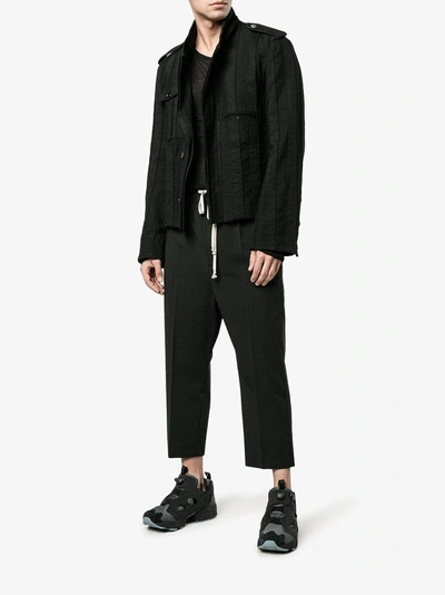 Shop Rick Owens Cropped Drop Crotch Tailored Trousers In Black