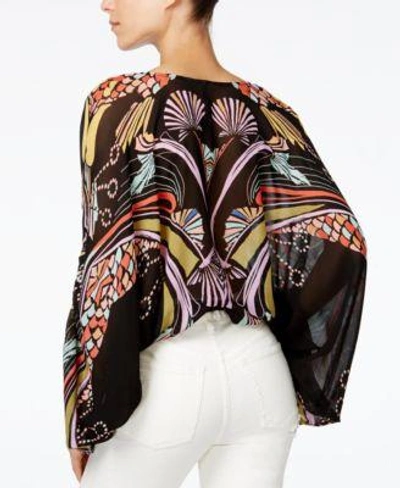 Shop Free People Beneath The Sea Sheer Shell-print Blouse In Black