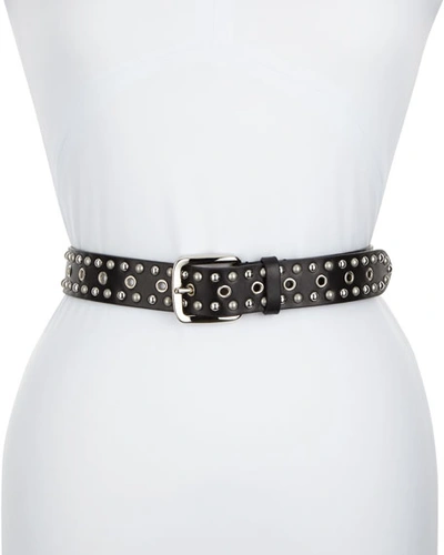 Isabel Marant Étoile Rica Studded Flat-strap Leather Belt, Black