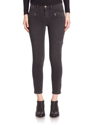 Paige Daryn Cropped Ankle-zip Cargo Pants In Charcoal | ModeSens