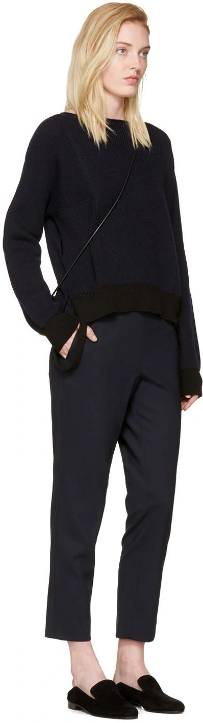 Shop Helmut Lang Navy Side Strap Sweater