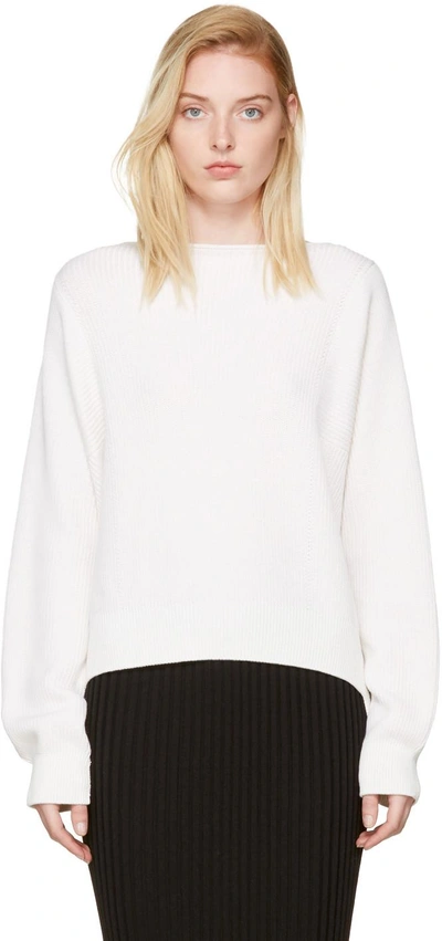 Shop Helmut Lang Ivory Side Strap Sweater