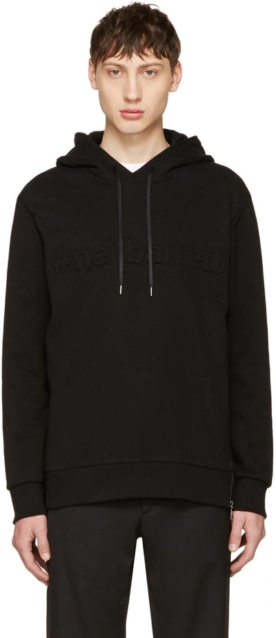 Shop Neil Barrett Black Embossed Logo Hoodie