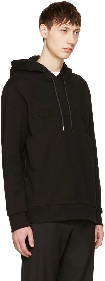 Shop Neil Barrett Black Embossed Logo Hoodie