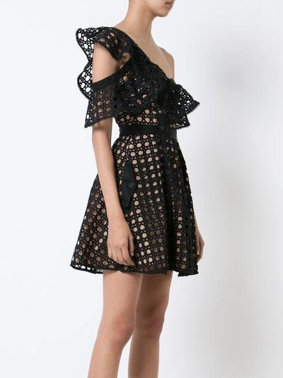 Shop Self-portrait Lace-embroidered Flared Dress
