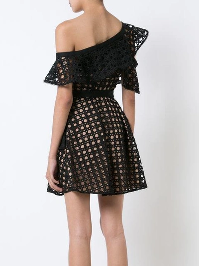 Shop Self-portrait Lace-embroidered Flared Dress
