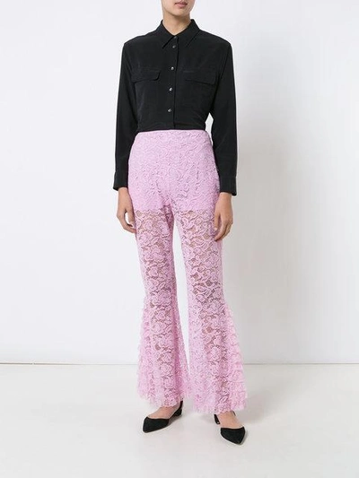 Shop Givenchy Flared Lace Trousers In Pink