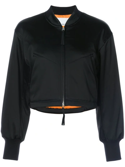 Alexander Wang T Water Resistant Cropped Bomber In Black