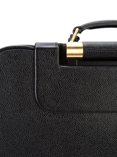Shop Thom Browne Striped Leather Check-in Soft Case In Black