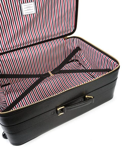 Shop Thom Browne Striped Leather Check-in Soft Case In Black