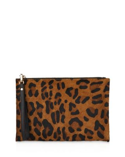 Whistles Leopard Print Leather Wristlet In Leopard Print/gold