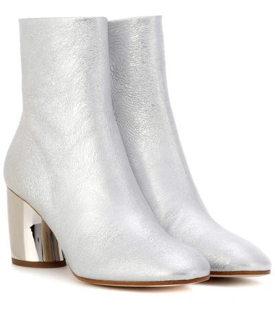 Proenza Schouler Curved-heel Leather Ankle Boots In Silver