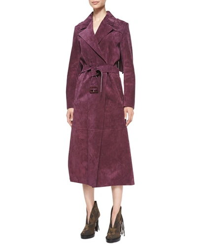 Burberry Prorsum Long-sleeve Long Trench Coat, Elderberry