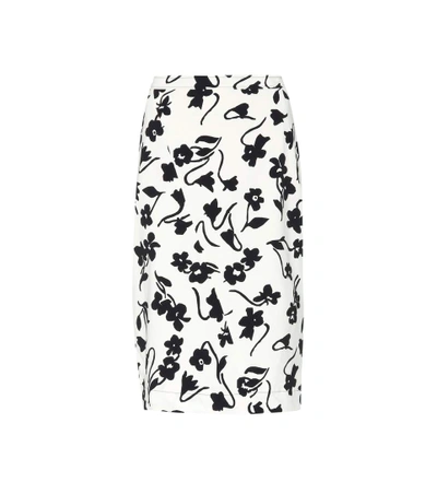 Shop Altuzarra Celandrine Floral-printed Crêpe Skirt In Eatural White