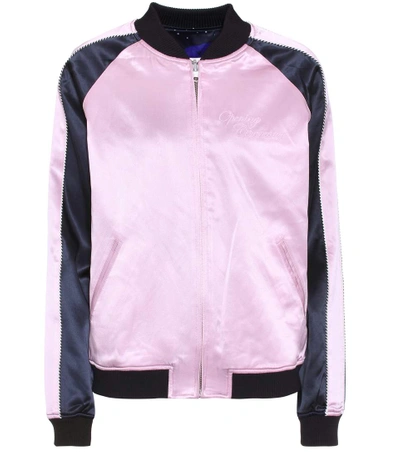 Opening Ceremony Woman Reversible Two-tone Embroidered Silk-satin Bomber Jacket Pink