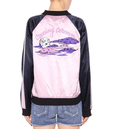 Opening Ceremony Woman Reversible Two-tone Embroidered Silk-satin Bomber Jacket Pink