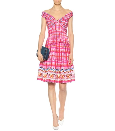 Shop Peter Pilotto Off-the-shoulder Cotton Top In Pink
