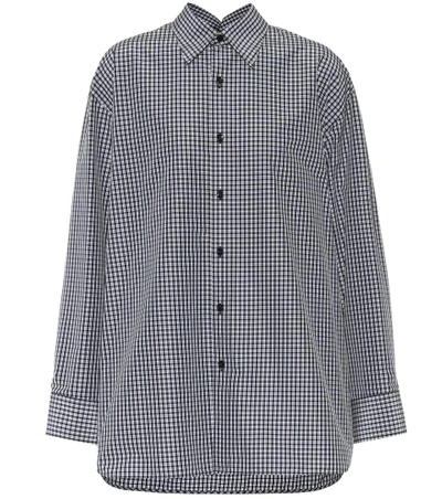 Shop Balenciaga Pinched Collar Cotton-blend Shirt In Eavy