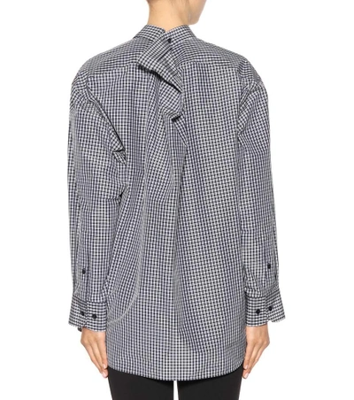 Shop Balenciaga Pinched Collar Cotton-blend Shirt In Eavy